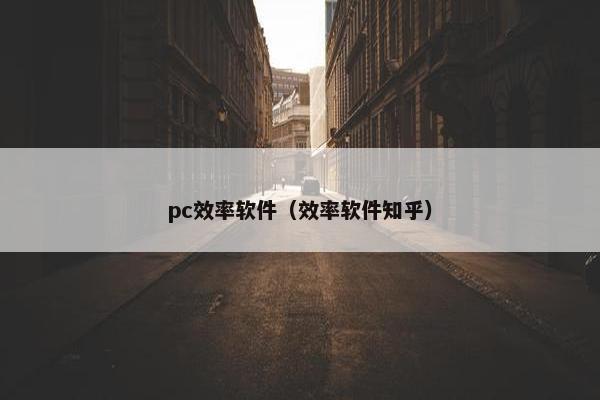 pc效率软件（效率软件知乎）