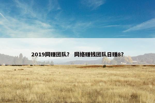 2019网赚团队？ 网络赚钱团队日赚8？