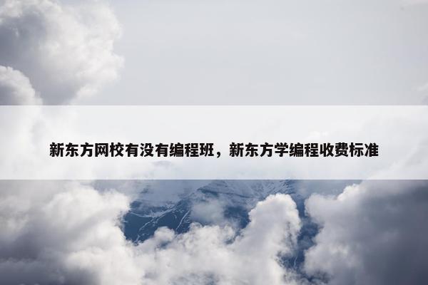 新东方网校有没有编程班，新东方学编程收费标准