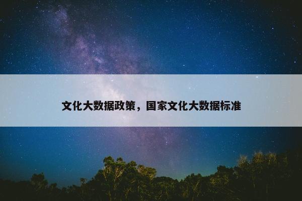 文化大数据政策，国家文化大数据标准