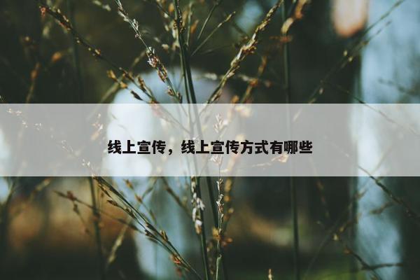 线上宣传，线上宣传方式有哪些