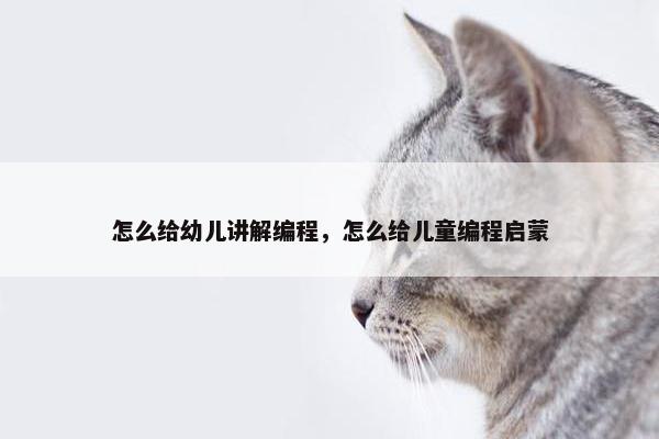 怎么给幼儿讲解编程，怎么给儿童编程启蒙