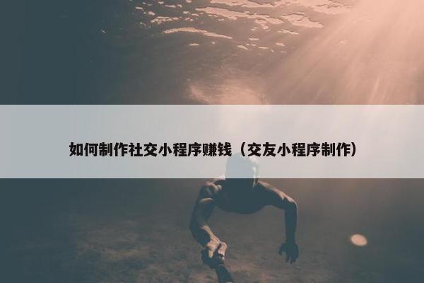 如何制作社交小程序赚钱（交友小程序制作）