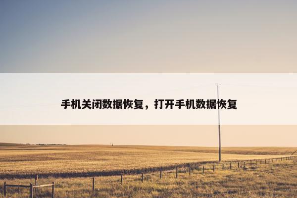 手机关闭数据恢复，打开手机数据恢复