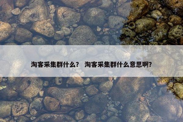 淘客采集群什么？ 淘客采集群什么意思啊？