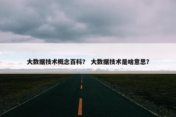 大数据技术概念百科？ 大数据技术是啥意思？