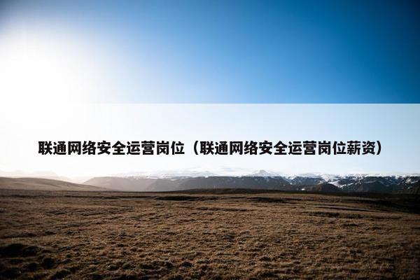 联通网络安全运营岗位（联通网络安全运营岗位薪资）
