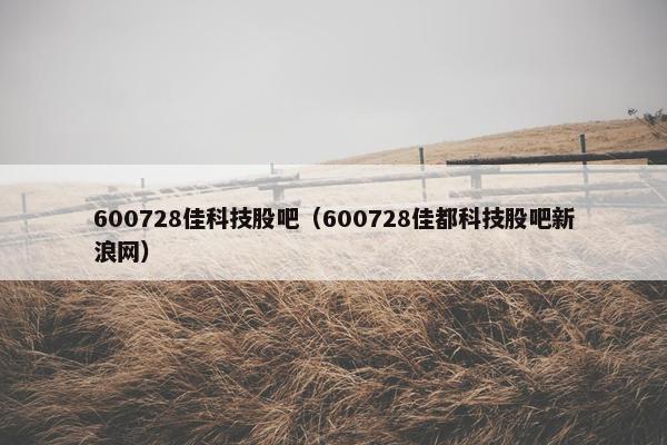600728佳科技股吧（600728佳都科技股吧新浪网）