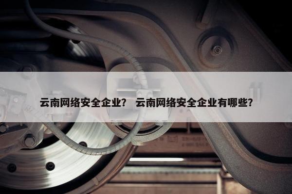 云南网络安全企业？ 云南网络安全企业有哪些？
