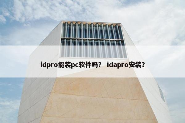 idpro能装pc软件吗？ idapro安装？