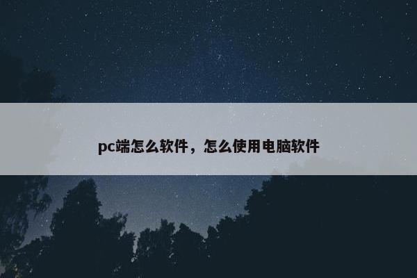 pc端怎么软件，怎么使用电脑软件