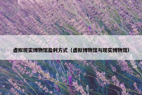 虚拟现实博物馆盈利方式（虚拟博物馆与现实博物馆）