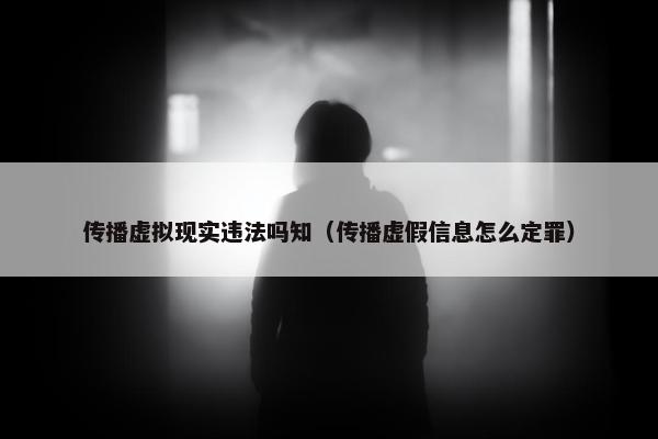 传播虚拟现实违法吗知（传播虚假信息怎么定罪）