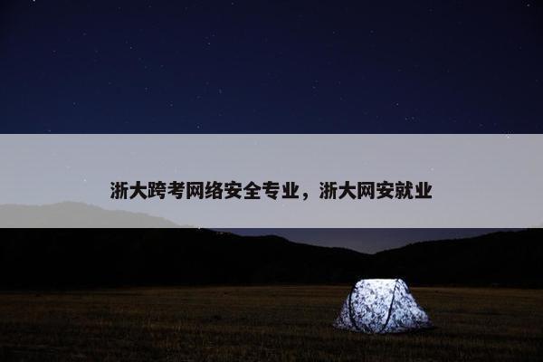 浙大跨考网络安全专业，浙大网安就业