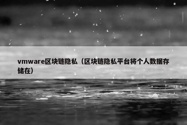 vmware区块链隐私（区块链隐私平台将个人数据存储在）