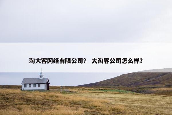 淘大客网络有限公司？ 大淘客公司怎么样？