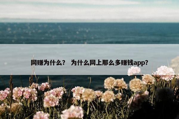 网赚为什么？ 为什么网上那么多赚钱app？