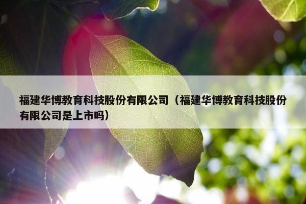 福建华博教育科技股份有限公司（福建华博教育科技股份有限公司是上市吗）