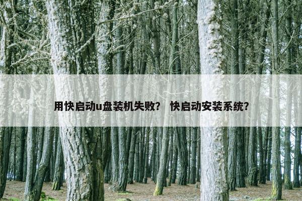 用快启动u盘装机失败？ 快启动安装系统？