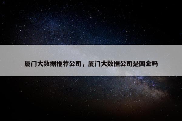 厦门大数据推荐公司，厦门大数据公司是国企吗