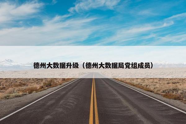 德州大数据升级（德州大数据局党组成员）