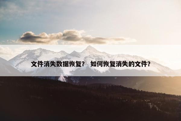 文件消失数据恢复？ 如何恢复消失的文件？