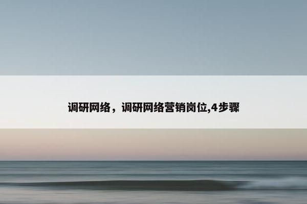 调研网络，调研网络营销岗位,4步骤