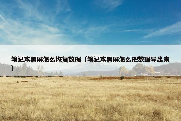 笔记本黑屏怎么恢复数据（笔记本黑屏怎么把数据导出来）