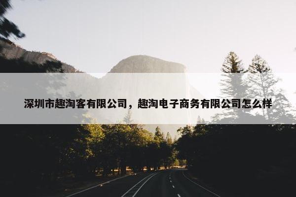 深圳市趣淘客有限公司，趣淘电子商务有限公司怎么样