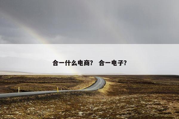 合一什么电商？ 合一电子？