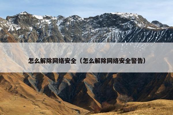 怎么解除网络安全（怎么解除网络安全警告）