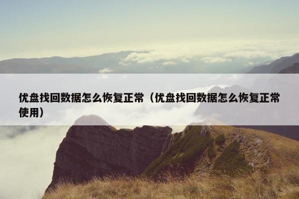 优盘找回数据怎么恢复正常（优盘找回数据怎么恢复正常使用）