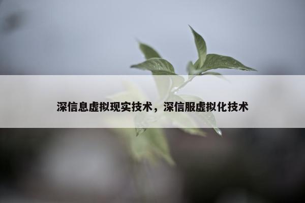 深信息虚拟现实技术，深信服虚拟化技术