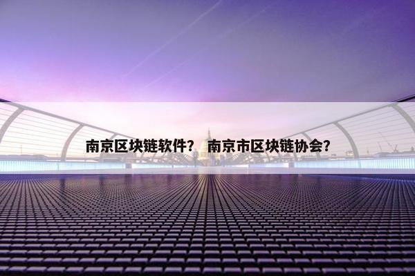 南京区块链软件？ 南京市区块链协会？