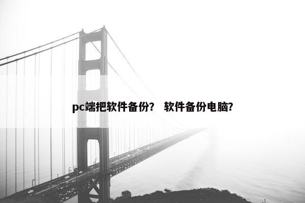 pc端把软件备份？ 软件备份电脑？